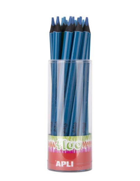Apli Jumbo Fluor Lápis Triangulares 5mm de Espessura - Melhor Aderência e Maior Cobertura - Cor Azul Fluor