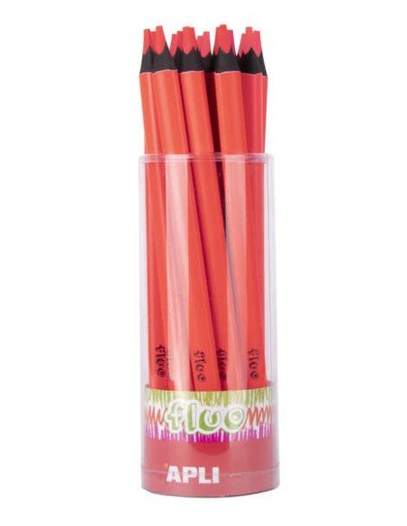 Apli Jumbo Fluor Lápis Triangulares 5mm de Espessura - Melhor Aderência e Maior Cobertura - Cor Vermelho Fluor
