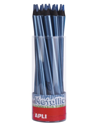 Apli Jumbo Metallic Lápis Triangular de Cor - 5mm de Espessura - Ideal para Melhor Aderência - Maior Cobertura em um Só Traço -