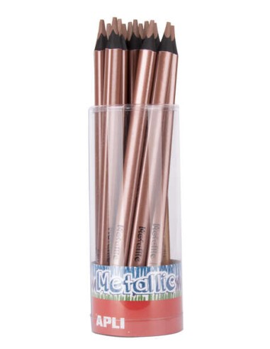 Apli Jumbo Metallic Lápis Triangular de Cor - 5mm de Espessura - Ideal para Melhor Aderência - Maior Cobertura em um Só Traço -