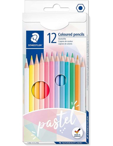 Staedtler 146C Pack de 12 Lápis de Cor Pastel Hexagonais - Mina Suave - Resistência à Quebra - Cores Sortidas