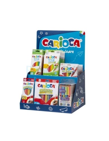Expositor Carioca Lápis de Cor Inclui 12 Tita Caixa 12uds, 12 Tita Triangular Caixa 24uds, 4 Maxi Wax Crayons 24uds, 12 Pastel 