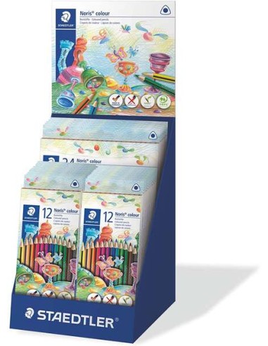 Staedtler Noris Colour 187 Expositor de 25 Estojos de Lápis Triangulares de Cores - Resistência à Quebra - Cores Sortidas