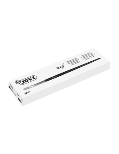 Jovi Pincéis Artísticos Planos Pelo de Cerdas Nº 4 - Pelo Natural - Cabo de Madeira - Ponta Plana - Pelo Duro - Cores Variadas