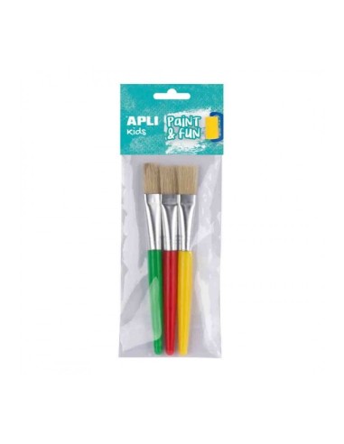 Apli Pack de 3 Pincéis Jumbo para Crianças - Ponta Plana - Cerdas Sintéticas - Ideal para Desenvolvimento Criativo e Didático