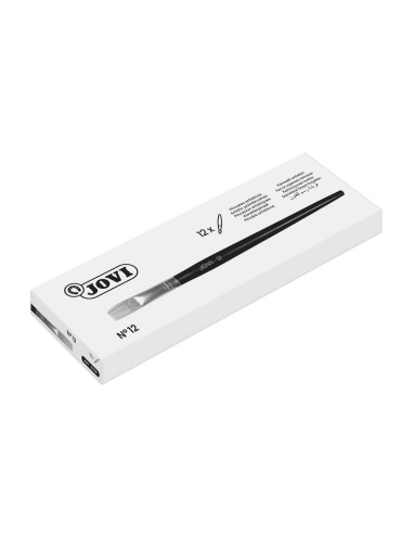 Jovi Pincéis Artísticos Planos Cerdas Nº 12 - Pelo Natural - Cabo de Madeira - Ponta Plana - Pelo Duro - Cores Variadas