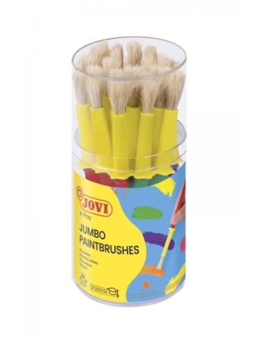 Jovi Jumbo Pincéis Bote 20 Pincéis Médios Pelo Cerdas - Grossos de Pelo Natural - Cabo de Plástico - Não Gotejam - Limpeza Fáci