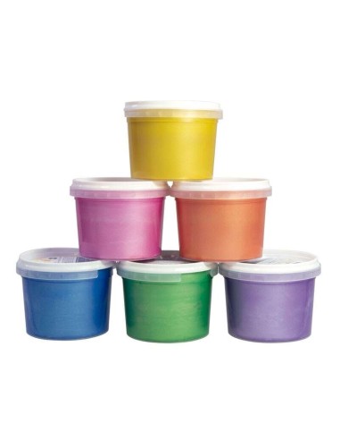 Milan Pack de 6 Frascos de Tinta para Dedos - 100ml - Fácil Aplicação - Misturável - Cores Metálicas Sortidas