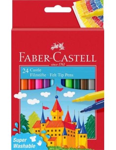 Faber-Castell Castle Pack de 24 Marcadores - Tinta à Base de Água Lavável - Cores Sortidas