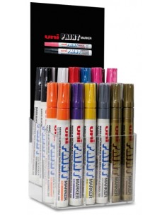 Uni-ball PX-20 Expositor de 30 Marcadores de Pintura - Ponta Acrílica de Bala 2.2-2.8mm - Permanente em todas as Superfícies -