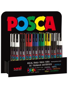 Posca PC3M Expositor de 36 Marcadores de Pintura - Ponta Cônica de Poliéster 0.9-1.3mm - Tinta à Base de Água - Resistente à Lu