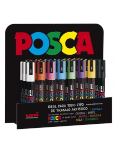 Posca PC-5M Expositor de 36 Marcadores de Pintura - Ponta de Bala 1.8-2.5mm - Tinta à Base de Água - Não Permanente - Resistent