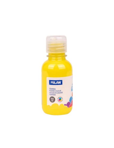 Milan Garrafa de Tinta Guache 125ml - Tampa Dosadora - Secagem Rápida - Misturável - Cor Amarela