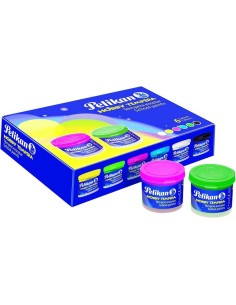 Pelikan Conjunto de 6 Frascos de Têmpera 40ml + Pincel - Consistência Pastosa - Resistente à Luz - Cores Sortidas