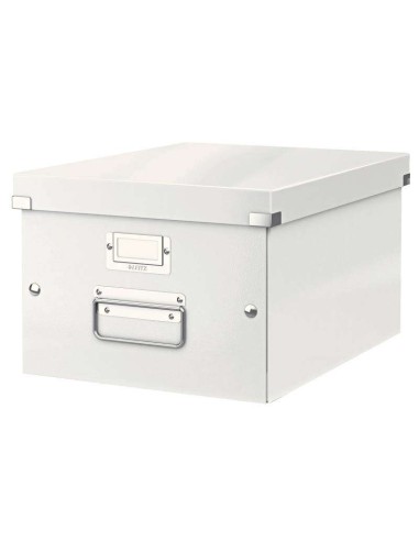 Leitz Click & Store WOW Caixa Organizadora Média - Alças de Metal - 85% Papelão Reciclado - Até 9kg de Capacidade - Cor Branca