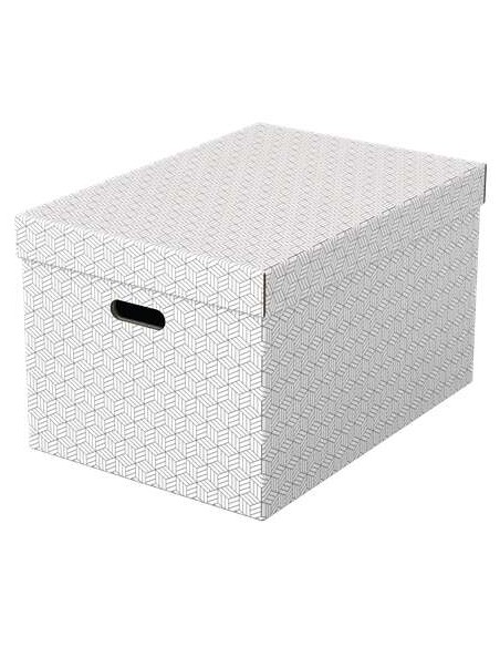 Esselte Pack de 3 Caixas Grandes de Armazenamento com Tampa 355x305x510mm - Papelão 100% Reciclado e Reciclável - Alças Integra