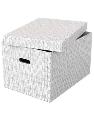 Esselte Pack de 3 Caixas Grandes de Armazenamento com Tampa 355x305x510mm - Papelão 100% Reciclado e Reciclável - Alças Integra