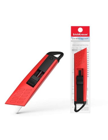 Erichkrause Estilete Autorretrátil - Lâmina Retrátil Automática - Corpo de Plástico Leve - Lâmina Segmentada de Aço Resistente 