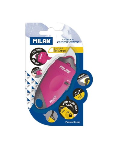 Cortador Cerâmico Milan Capsule com Lâmina Substituível - Tamanho de Bolso - Design Ergonômico - Sistema de Bloqueio - Cor Alea
