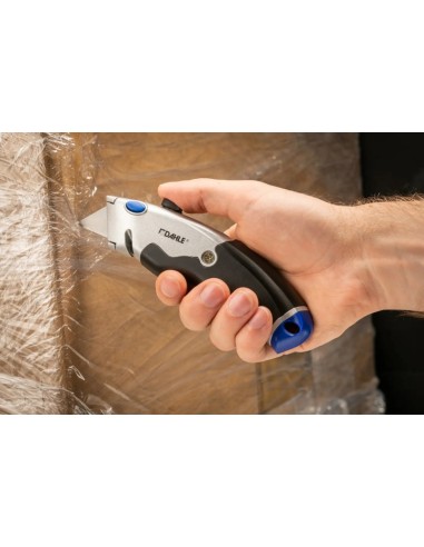 Dahle 10890 Heavy Duty Cuter com Lâmina Trapezoidal de Aço Carbono SK5 - Cortador de Fita de Embalagem - Corpo Metálico - Cabo 