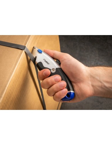 Dahle 10890 Heavy Duty Cuter com Lâmina Trapezoidal de Aço Carbono SK5 - Cortador de Fita de Embalagem - Corpo Metálico - Cabo 