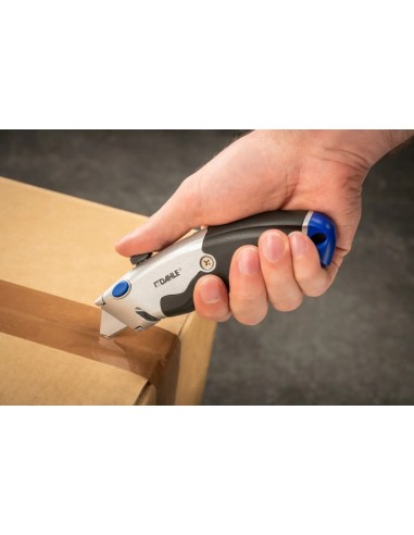 Dahle 10890 Heavy Duty Cuter com Lâmina Trapezoidal de Aço Carbono SK5 - Cortador de Fita de Embalagem - Corpo Metálico - Cabo 