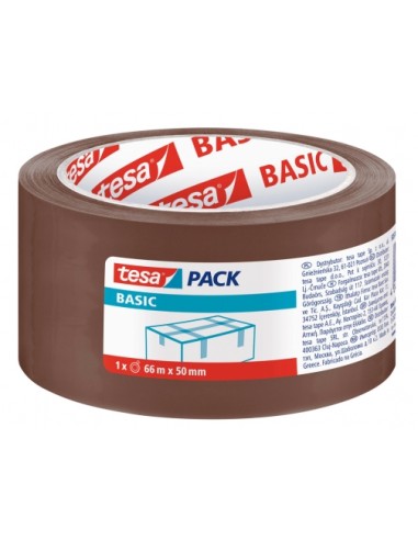 Tesa Basic Fita de Embalagem 50mm x 66 Metros - Fabricada em Polipropileno - Adesivo Ecológico - Cor Marrom