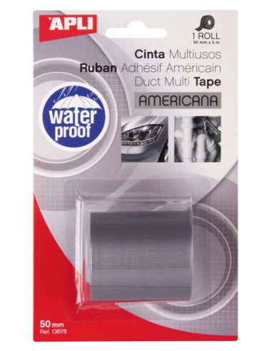 Apli Fita Americana Multiuso - 50mm x 5m - Resistente à Água e ao Clima - Adesivo Forte e Durável - Cinza