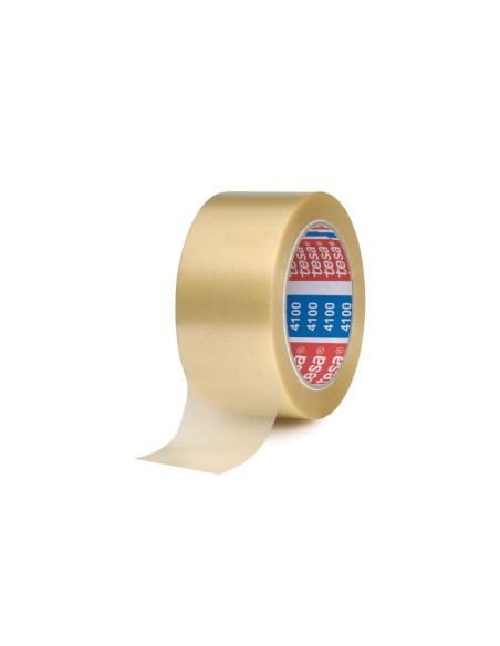 Tesa 4100 Fita de Embalagem Resistente 50mm x 66 Metros - PVC Rugoso - Adesivo Potente - Transparente