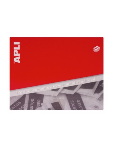Apli Pack de 100 Envelopes Porta Documentos - Adesivo no Verso - Texto em 3 idiomas - Impermeáveis e Resistentes às Intempéries