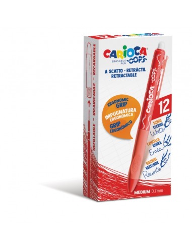 Carioca Oops Canetas Apagáveis - Tinta Termossensível - Pega Ergonômica Triangular - Ponta de Ø 0,7mm - Recargas Compatíveis - 