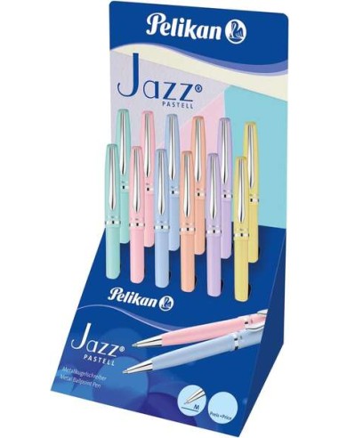 Expositor Pelikan 12 Canetas Jazz "Pastel" - Ponta Fina - Tinta de Qualidade - Cores Pastel