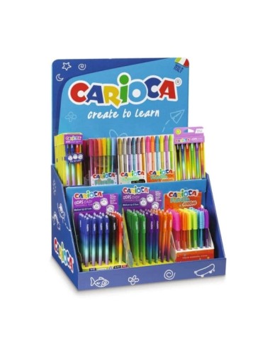 Expositor Carioca Fiorella Inclui 5 OOPS Easy Blister de 3uds Blue Red, 7 OOPS Easy Blister de 6uds, 7 Fiorella Metallic de 6ud