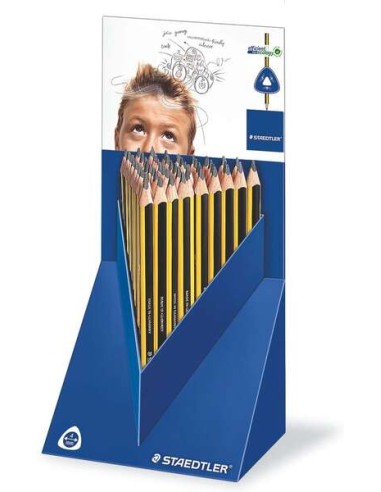 Staedtler Jumbo Noris 119 Expositor com 48 Lápis de Grafite Triangulares - Mina HB - Resistência à Quebra