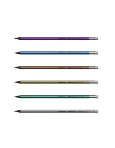 Erichkrause Metallic Lápis de Grafite HB com Borracha - Corpo Redondo de Plástico - Cores Sortidas 2