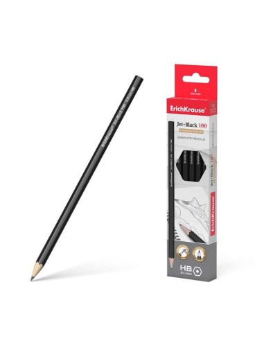 Erichkrause Jet Black 100 Lápis de Grafite HB Hexagonal - Cor Preta