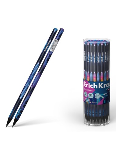 Erichkrause Cyber Game Lápis de Grafite Triangular HB - Mina de 2,2 mm - 2 Designs Sortidos