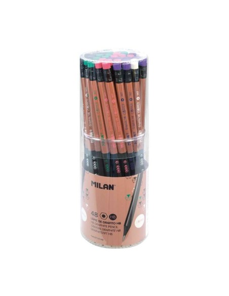 Milan Copper Lápis de Grafite Hexagonal com Borracha - Mina HB de 2,2mm - Resistente à Quebra - Para Escrita e Desenho - Cores 