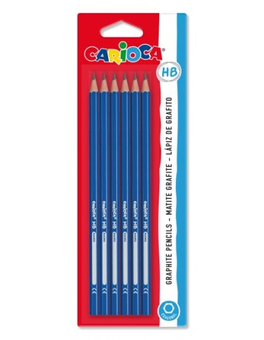 Carioca Lápis HB Pack de 6 Lápis de Grafite HB - Fácil de Apagar e Apontar - Corpo Triangular - Mina Resistente a Quedas - Cor 