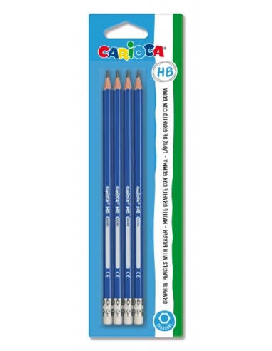 Carioca Tita Pack de 4 Lápis de Grafite HB - Fácil de Apagar e Apontar - Corpo Triangular - Mina Resistente a Quedas - Cor Cinz