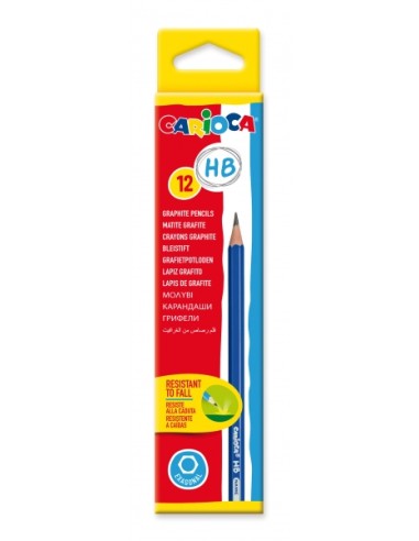 Carioca Pack de 12 Lápis de Grafite HB - Fácil de Apagar e Apontar - Corpo Triangular Agradável ao Toque - Mina Resistente a Qu