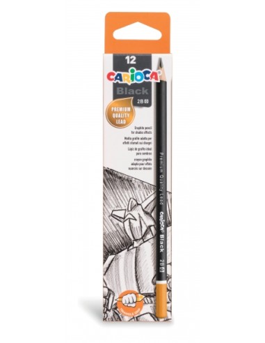 Carioca Pack de 12 Lápis de Grafite Black 2B - Fácil de Apagar e Apontar - Corpo Triangular Agradável ao Toque - Mina Resistent