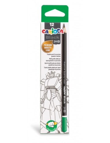 Carioca Black Pack de 12 Lápis de Grafite 2H - Fácil de Apagar e Apontar - Corpo Triangular - Mina Resistente a Quedas - Ideal 