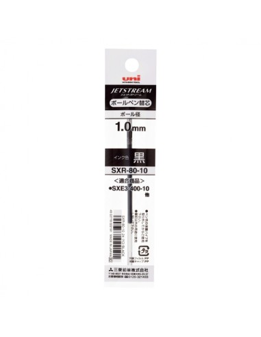 Uni-ball SXR-80 Refil para Caneta JetStream Trio - Ponta de Esfera 1mm - Cor Preta