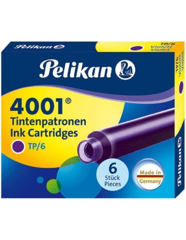 Pelikan Caixa de 6 Cartuchos 4001 TP/6 - Compatível com Canetas Tinteiro Pelikan - Cor Violeta