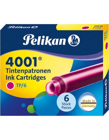 Pelikan Caixa de 6 Cartuchos 4001 TP/6 - Tamanho Padrão - Cor Rosa