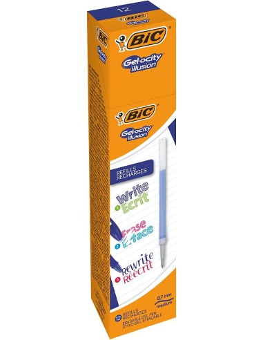 Bic Gel-ocity Illusion Recarga de Tinta Gel Apagável - Ponta Média de 0.7mm - Cor Azul