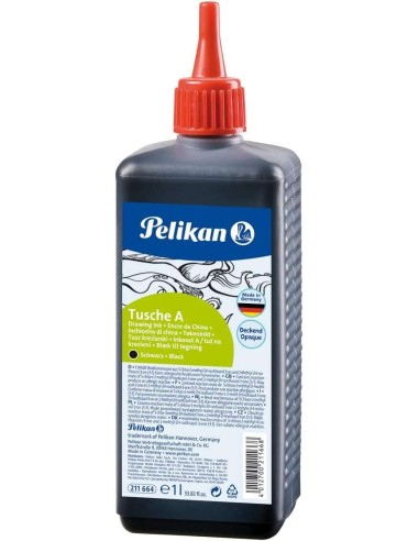 Pelikan Tinta China 523 - 1 Litro - Ideal para Desenho e Caligrafia - Resistente à Água - Secagem Rápida - Cor Preta