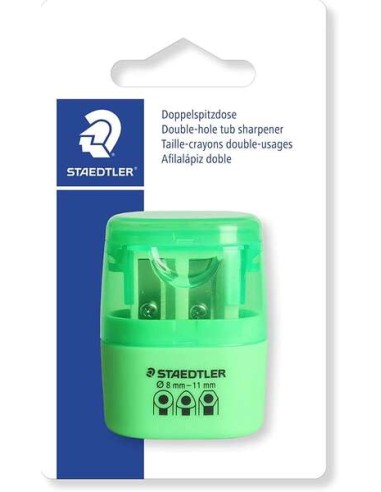 Staedtler Apontador Duplo com Depósito - 2 Orifícios - De 8.2mm até 10.2mm - Cor Verde Néon