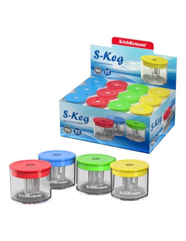Erichkrause S-Keg Apontador com Depósito - 1 Orifício - Lâmina de Aço Carbono - Cores Sortidas